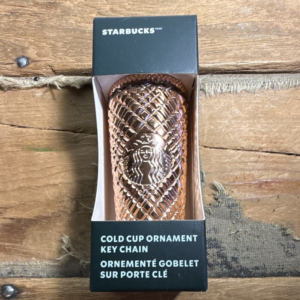 Starbucks Cold Cup Ornament Key Chain, Rose Gold, Coffee & Tea Theme